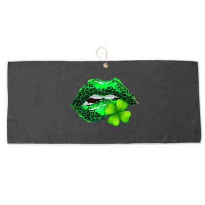 St Patrick's Day Leopard Print Lipstick Shamrock Large Microfiber Waffle Golf Towel