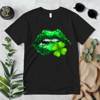 St Patrick's Day Leopard Print Lipstick Shamrock Premium T-Shirt