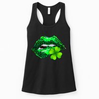 St Patrick's Day Leopard Print Lipstick Shamrock Womens Tank Top
