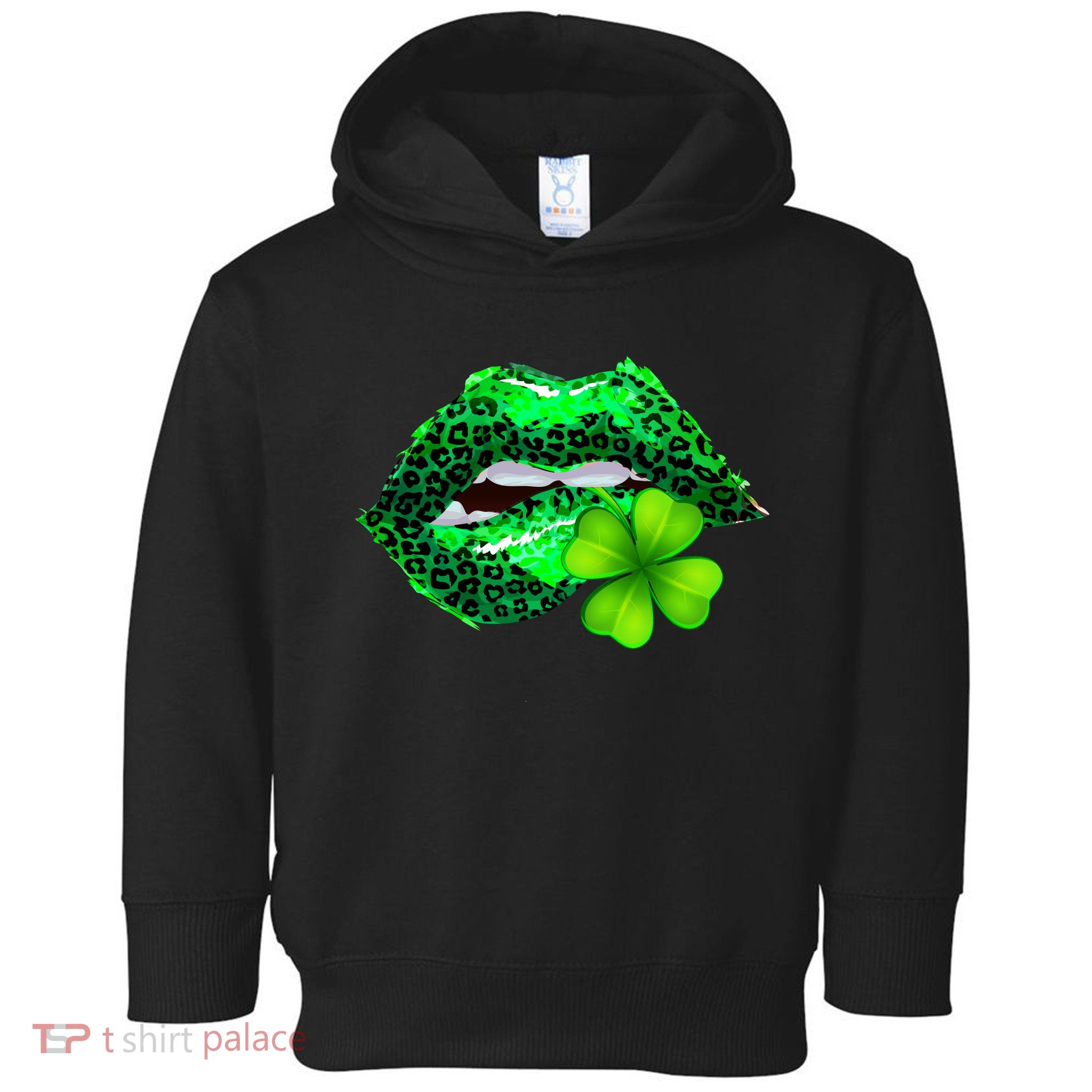 St Patrick's Day Leopard Print Lipstick Shamrock Toddler Hoodie