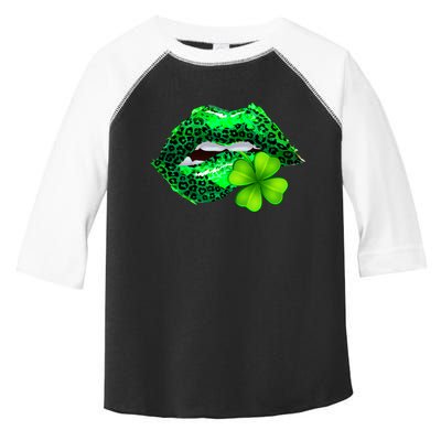 St Patrick's Day Leopard Print Lipstick Shamrock Toddler Fine Jersey T-Shirt
