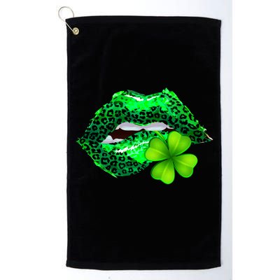 St Patrick's Day Leopard Print Lipstick Shamrock Golf Towel