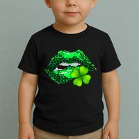 St Patrick's Day Leopard Print Lipstick Shamrock Toddler T-Shirt