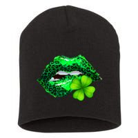 St Patrick's Day Leopard Print Lipstick Shamrock Short Acrylic Beanie