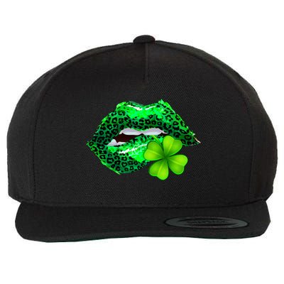 St Patrick's Day Leopard Print Lipstick Shamrock Wool Snapback Cap