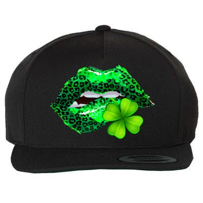 St Patrick's Day Leopard Print Lipstick Shamrock Wool Snapback Cap