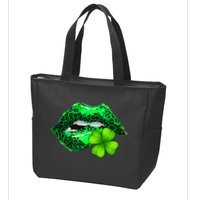 St Patrick's Day Leopard Print Lipstick Shamrock Zip Tote Bag