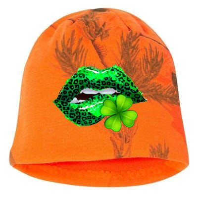 St Patrick's Day Leopard Print Lipstick Shamrock Kati - Camo Knit Beanie