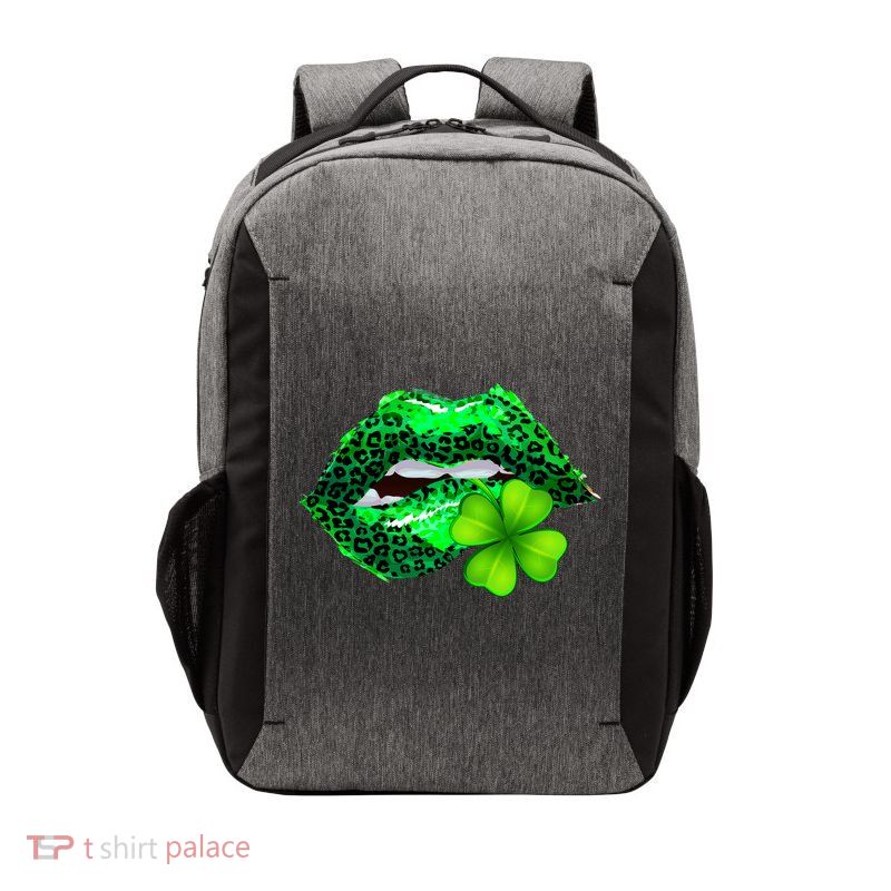 St Patrick's Day Leopard Print Lipstick Shamrock Vector Backpack