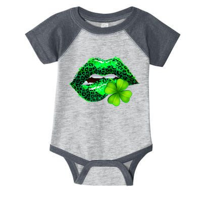 St Patrick's Day Leopard Print Lipstick Shamrock Infant Baby Jersey Bodysuit