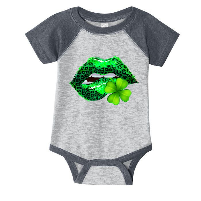 St Patrick's Day Leopard Print Lipstick Shamrock Infant Baby Jersey Bodysuit