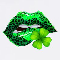 St Patrick's Day Leopard Print Lipstick Shamrock Garment-Dyed Sweatshirt