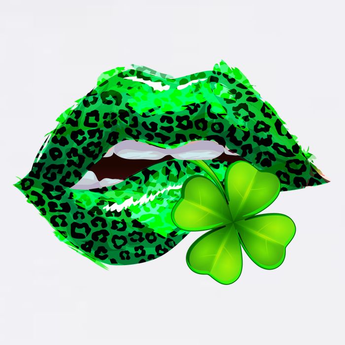 St Patrick's Day Leopard Print Lipstick Shamrock Garment-Dyed Sweatshirt