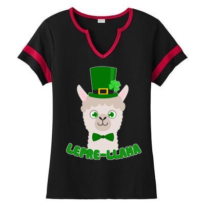 St Patrick's Day Lepre-Llama Ladies Halftime Notch Neck Tee