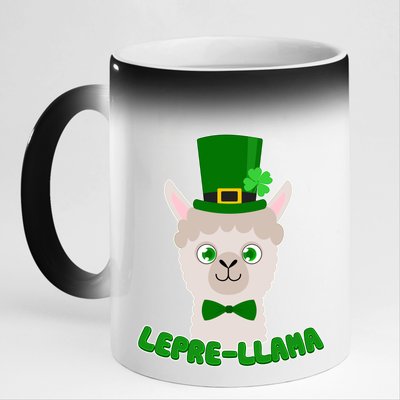 St Patrick's Day Lepre-Llama 11oz Black Color Changing Mug