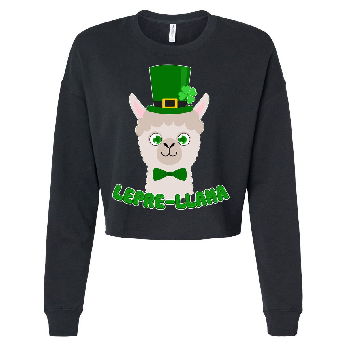 St Patrick's Day Lepre-Llama Cropped Pullover Crew