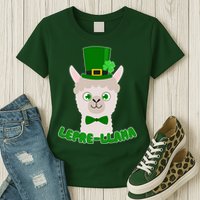 St Patrick's Day Lepre-Llama Womens T-Shirt