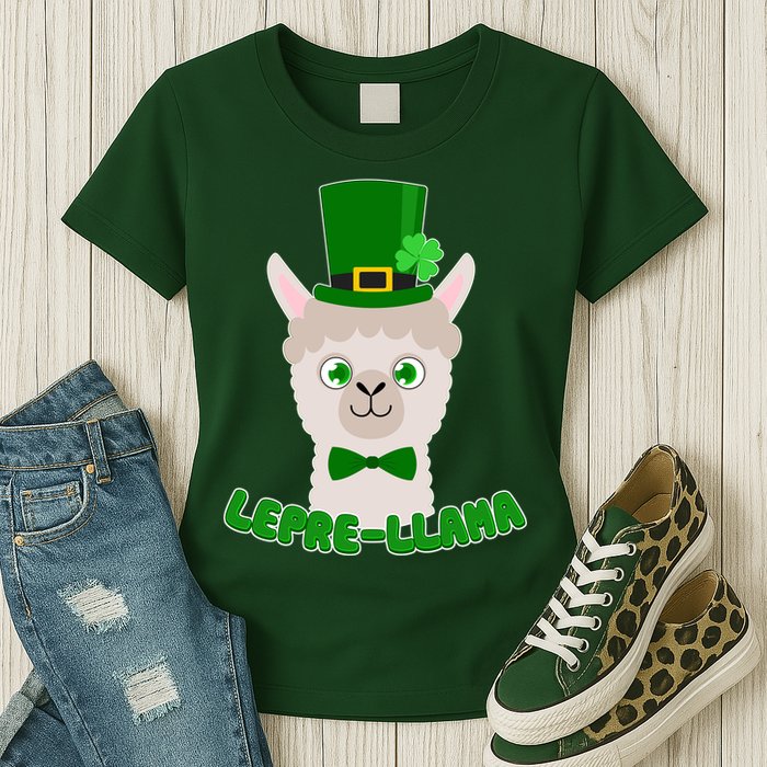 St Patrick's Day Lepre-Llama Womens T-Shirt