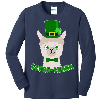 St Patrick's Day Lepre-Llama Kids Long Sleeve Shirt