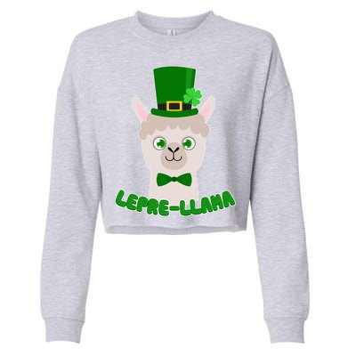 St Patrick's Day Lepre-Llama Cropped Pullover Crew