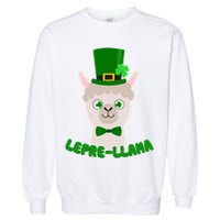 St Patrick's Day Lepre-Llama Garment-Dyed Sweatshirt
