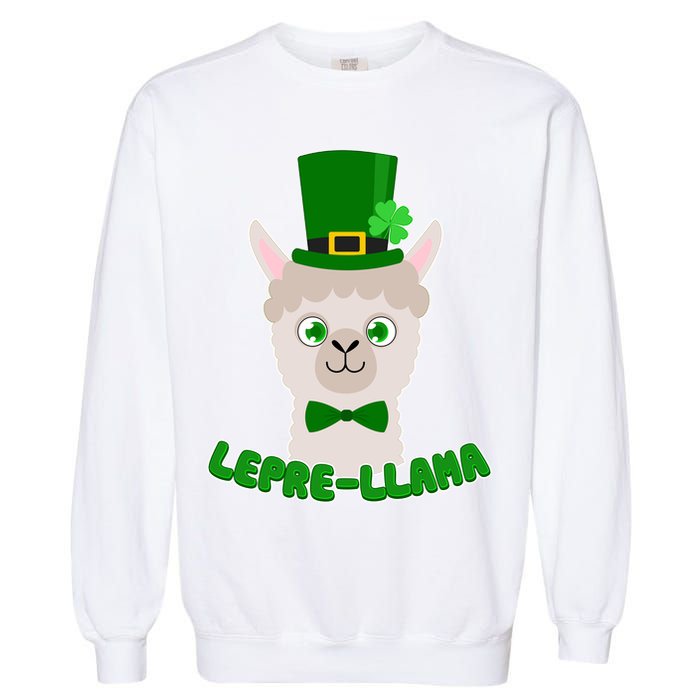 St Patrick's Day Lepre-Llama Garment-Dyed Sweatshirt