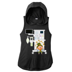 St Patrick's Day Leprechaun Anesthesia Machine Ladies PosiCharge Tri-Blend Wicking Draft Hoodie Tank