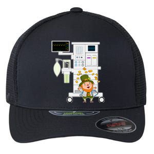 St Patrick's Day Leprechaun Anesthesia Machine Flexfit Unipanel Trucker Cap