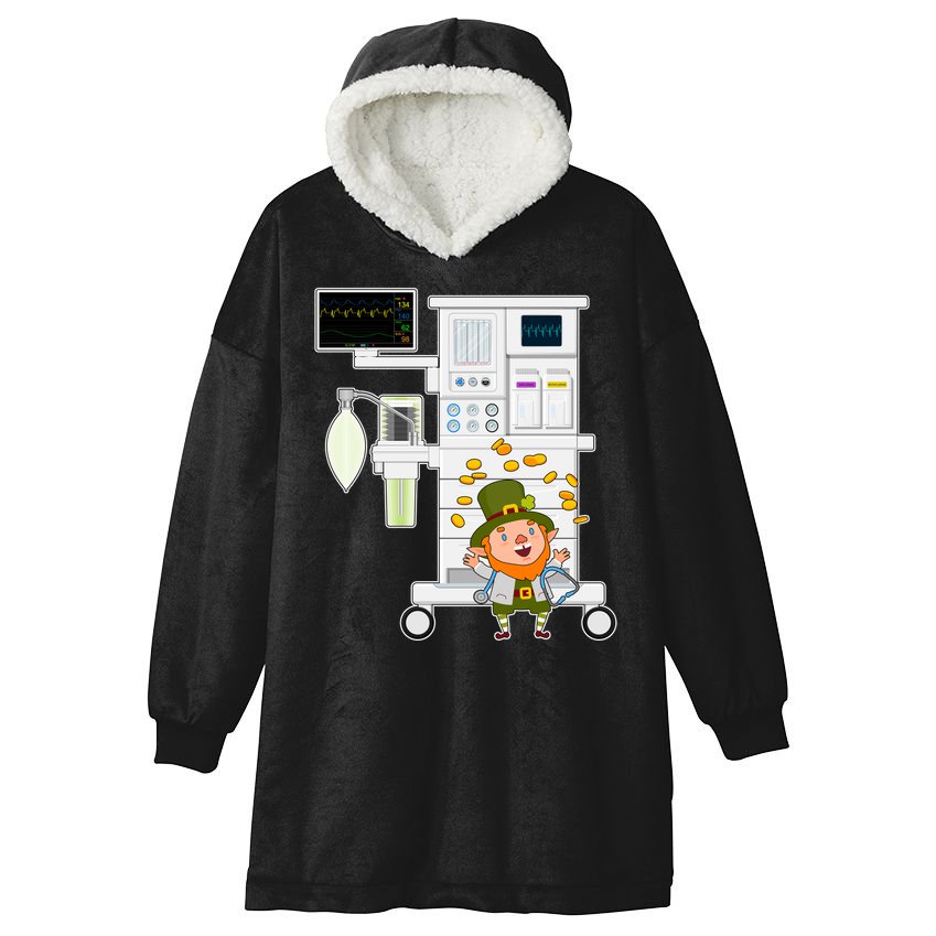 St Patrick's Day Leprechaun Anesthesia Machine Hooded Wearable Blanket