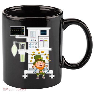 St Patrick's Day Leprechaun Anesthesia Machine 11oz C Handle Ceramic Mug