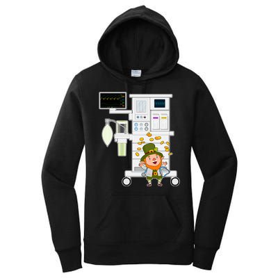St Patrick's Day Leprechaun Anesthesia Machine Women's Pullover Hoodie