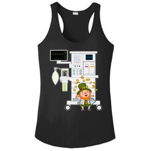 St Patrick's Day Leprechaun Anesthesia Machine Ladies PosiCharge Competitor Racerback Tank