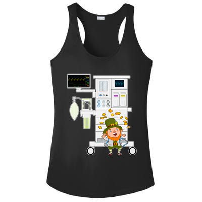 St Patrick's Day Leprechaun Anesthesia Machine Ladies PosiCharge Competitor Racerback Tank