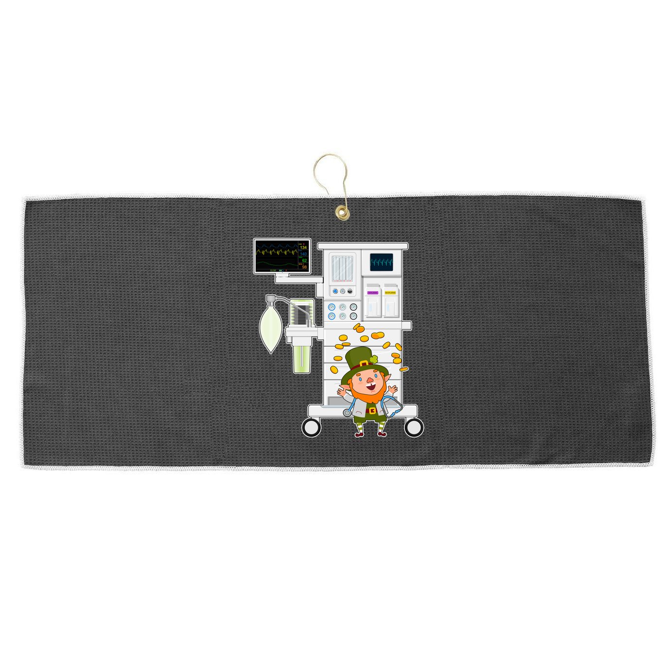 St Patrick's Day Leprechaun Anesthesia Machine Large Microfiber Waffle Golf Towel