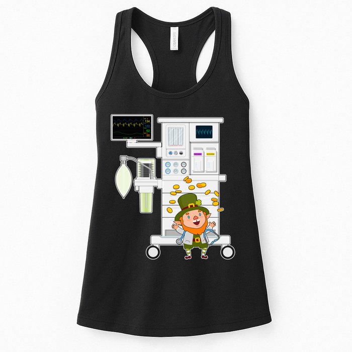 St Patrick's Day Leprechaun Anesthesia Machine Womens Tank Top