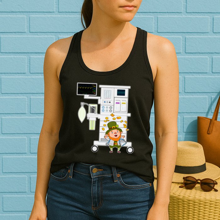 St Patrick's Day Leprechaun Anesthesia Machine Womens Tank Top