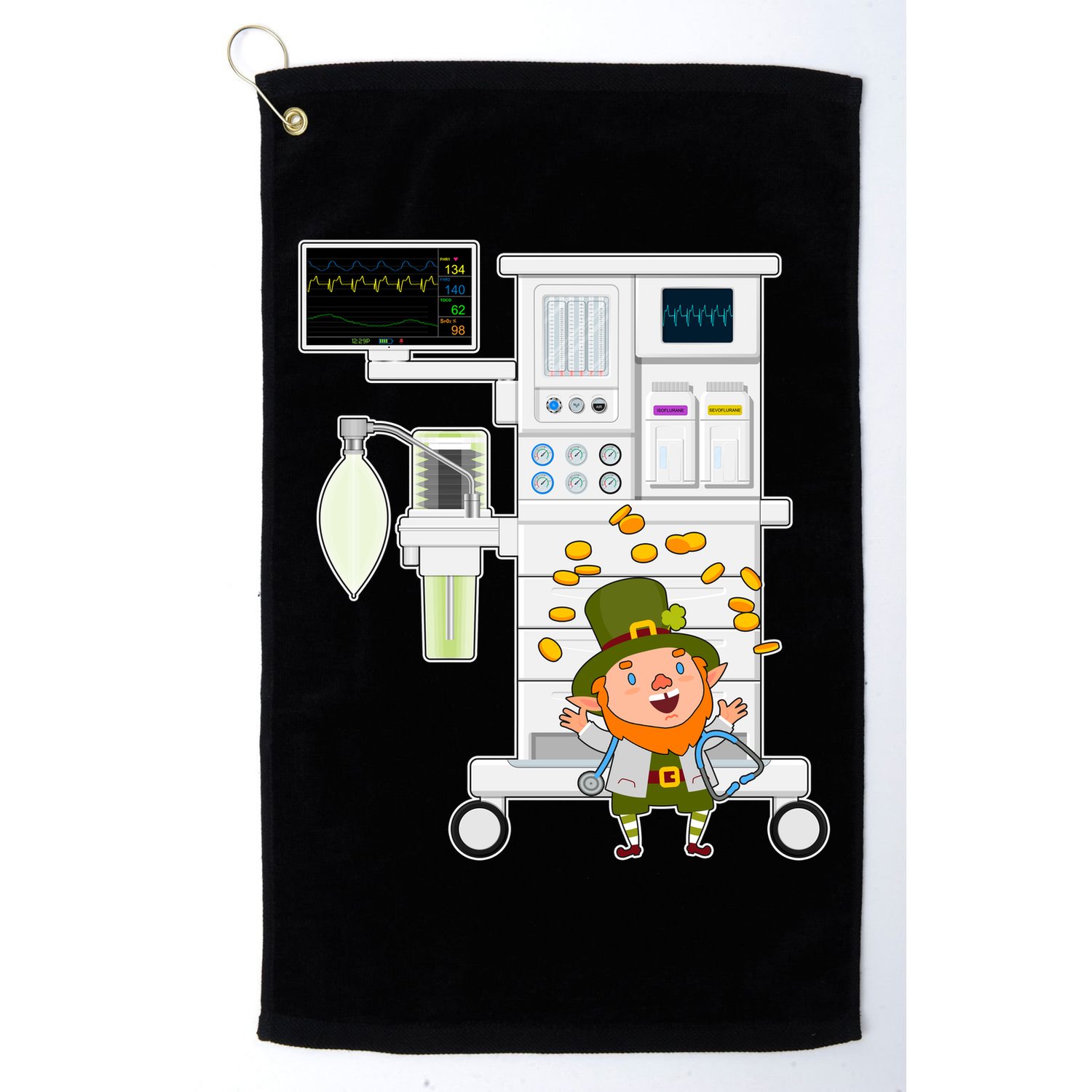 St Patrick's Day Leprechaun Anesthesia Machine Golf Towel