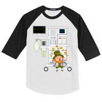 St Patrick's Day Leprechaun Anesthesia Machine Kids Colorblock Raglan Jersey