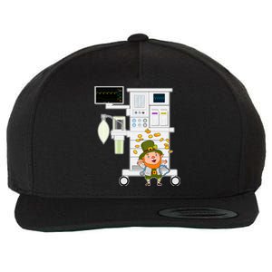 St Patrick's Day Leprechaun Anesthesia Machine Wool Snapback Cap