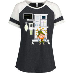 St Patrick's Day Leprechaun Anesthesia Machine Enza Ladies Jersey Colorblock Tee