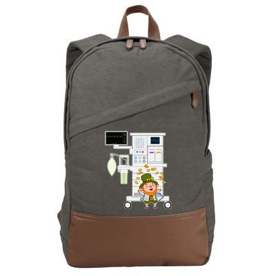 St Patrick's Day Leprechaun Anesthesia Machine Cotton Canvas Backpack