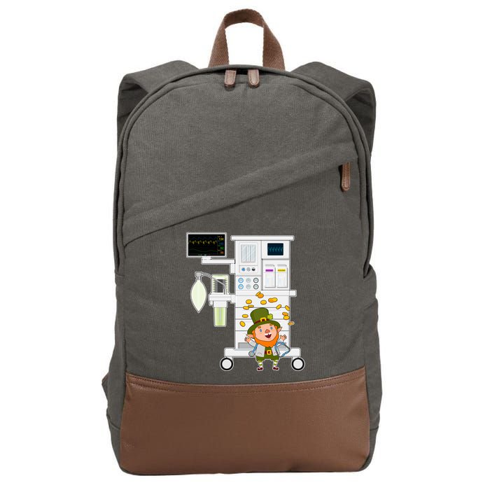 St Patrick's Day Leprechaun Anesthesia Machine Cotton Canvas Backpack