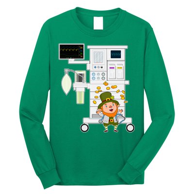 St Patrick's Day Leprechaun Anesthesia Machine Long Sleeve Shirt