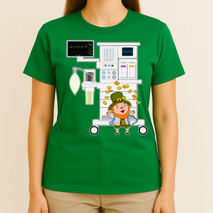 St Patrick's Day Leprechaun Anesthesia Machine T-Shirt