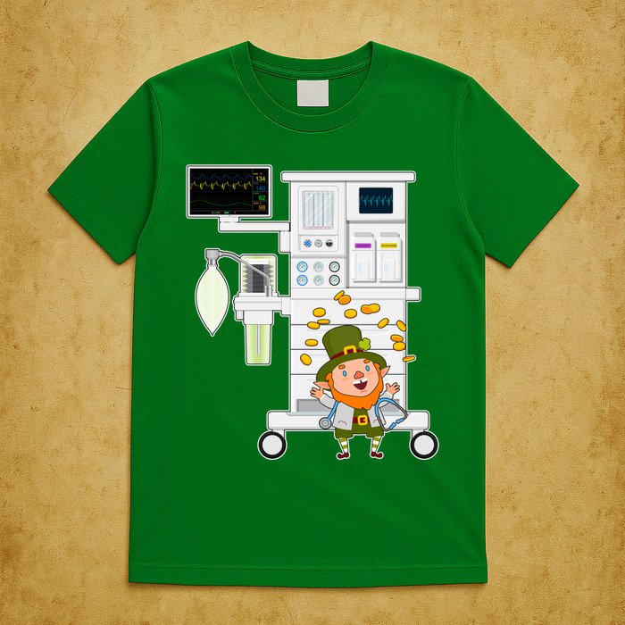 St Patrick's Day Leprechaun Anesthesia Machine T-Shirt