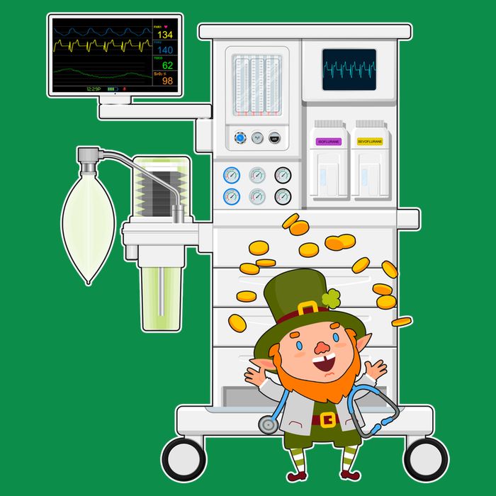 St Patrick's Day Leprechaun Anesthesia Machine T-Shirt