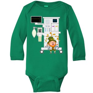 St Patrick's Day Leprechaun Anesthesia Machine Baby Long Sleeve Bodysuit