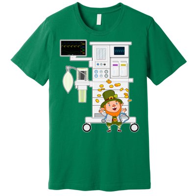 St Patrick's Day Leprechaun Anesthesia Machine Premium T-Shirt