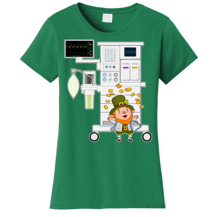 St Patrick's Day Leprechaun Anesthesia Machine Women's T-Shirt