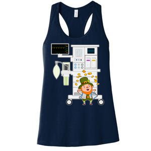 St Patrick's Day Leprechaun Anesthesia Machine Women's Racerback Tank